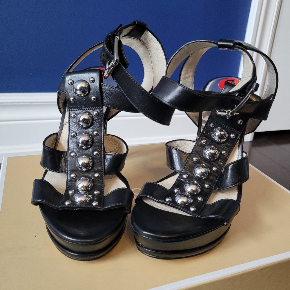 Michael Kors black leather platforms